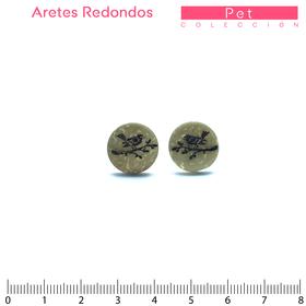 Pet/Aretes Redondos 13mm/Pajarito