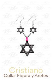 Cristiano/Collar y Aretes 27mm y 23mm/Estrella de David