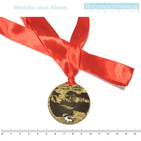 Reconocimientos/Medalla de Coco 45mm Troquelada /Cinta Razo 