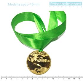 Reconocimientos/Medalla de Coco 45mm Grabada /Cinta Razo 