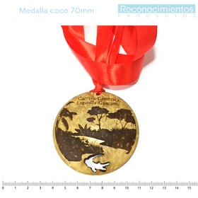 Reconocimientos/Medalla de Coco 70mm Troquelada /Cinta Razo