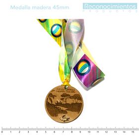 Reconocimientos/Medalla de Madera  60mm 3D/Cinta Razo